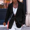 Women Suit Coat Lapel Long Sleeve Single Breasted Office Jacket Solid Color Flap Pockets Work Casual Outwear