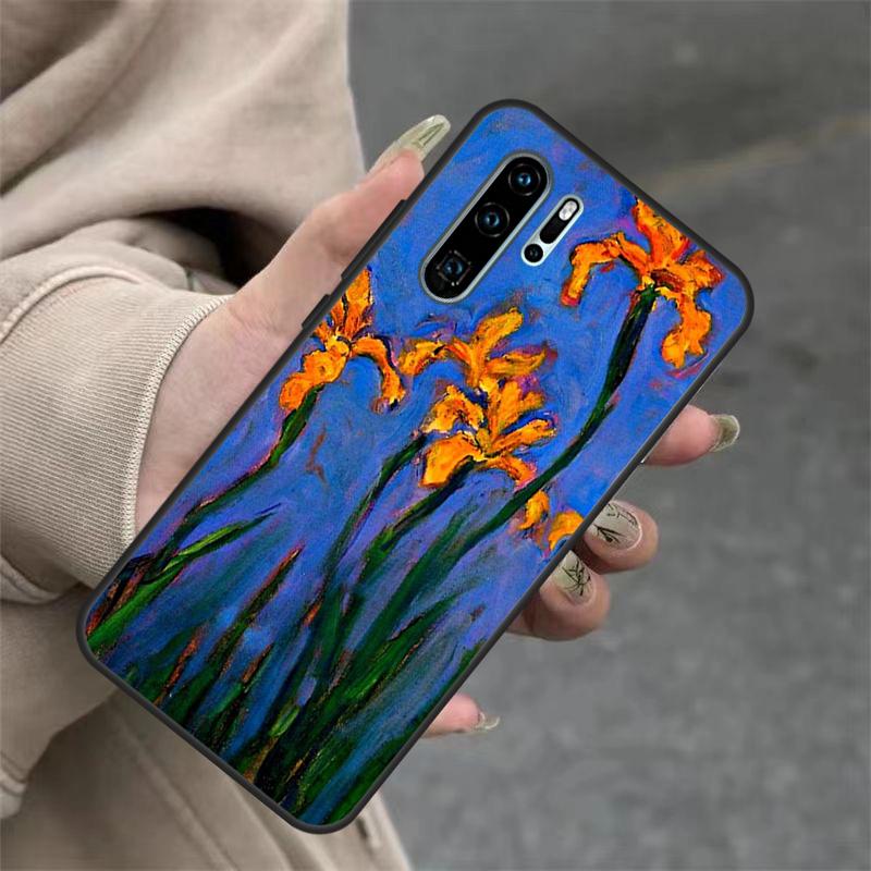 Чехол-картина 'Ирисы' для Huawei Nova 9 SE 10 5T 11i 8i 7i 3i Y61 Y91 Y60 Y70 Y90 P20 P40 Lite P30 Pro