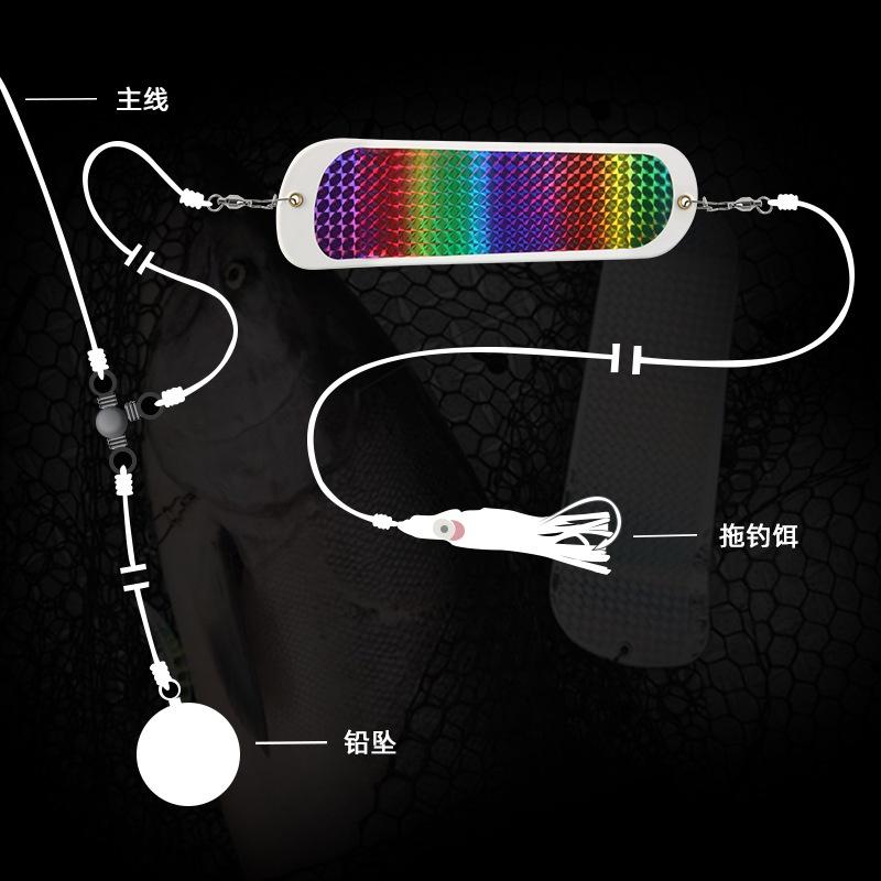 Cross-border Trolling Dodge Flasher 8in ABS Printed Artificial Hard Bait Salmon Reflector Fishing Lure for River Lake Sea