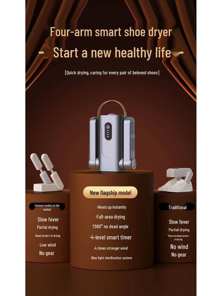 Портативная автоматическая сушилка и дезодоратор для обуви - Компактный, складной, быстросохнущий стерилизатор для домашнего использования