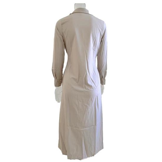 Женское хлопковое платье-макси футболка на пуговицах, повседневное платье с длинным рукавом и лацканами, длинное платье с шнуровкой на талии, женские халаты