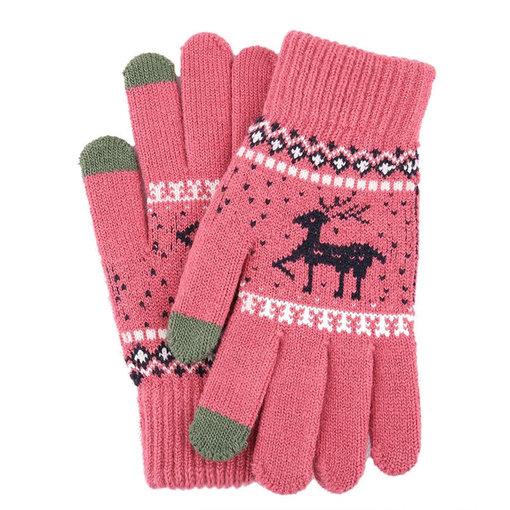 Winter Women Adult Plus Velvet Thickening Cute  Christmas Finger Gloves