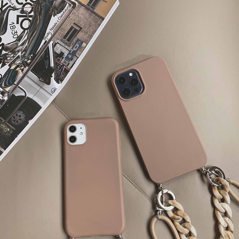 Crossbody Necklace Strap Lanyard Cord Soft Silicone Case For IPhone 16 Pro Max 15 14 13 12 Mini 11 XR X XS Max 8 Plus Marble Wristband Chain Cover