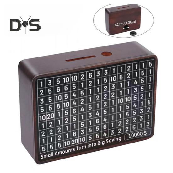 Деревянная шкатулка для сбережений 10000/1000 сбережений, копилка для монет, денежный сейф, банк с целевыми числами для всех возрастов