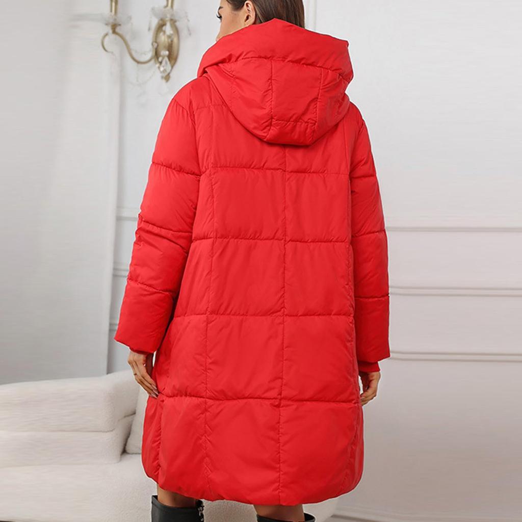 Women's Casual Jacket Lightweight Hooded Coat Mid-length Cotton Comfortable Warm Coat With Pocket