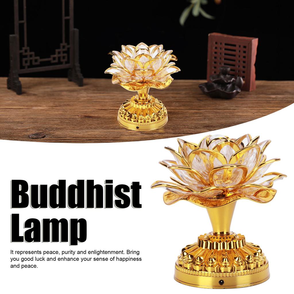 D2 Led Colorful Lotus Lantern Buddhist Lamp Buddha Light Buddhist Appliances Night Light Table Bedside Lamp Room Decoration LED