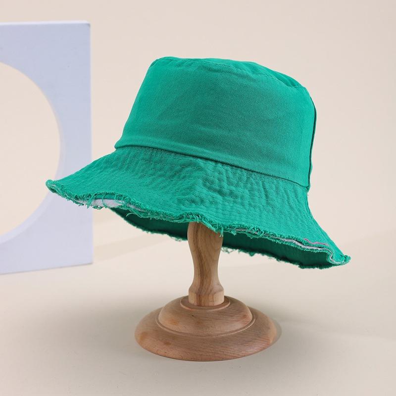Retro Washed Old Rough Edge Bucket Hat Women's Spring Summer Japanese Versatile Sunshade Solid Color Casual Sun Basin Hat