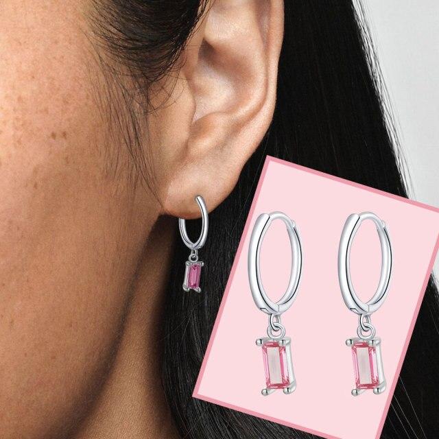 925 Sterling Silver Hoop Earrings For Women Heart Ear Hoops Real Silver 925 Jewelry Original Brand Jewelry