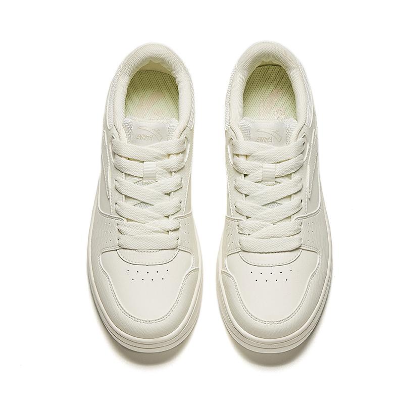 Anta Lightweight Casual Sneakers Easy To Clean Height Increasing Low Top Skate Shoes Women Sneakers Ivory-White 922438010-6