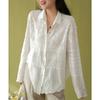 2024 New Autumn Spring Shirt Women Lace Blouse Long Sleeve Basic Fashion Tops Tees Casual Loose White Tees