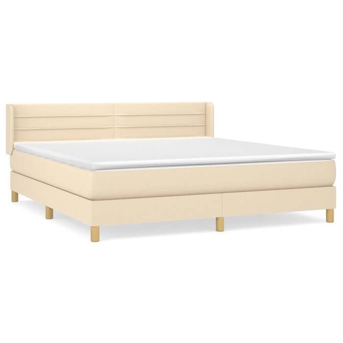 Maison Exclusive - Sommier à lattes de lit avec matelas Crème 160x200 cm Tissu