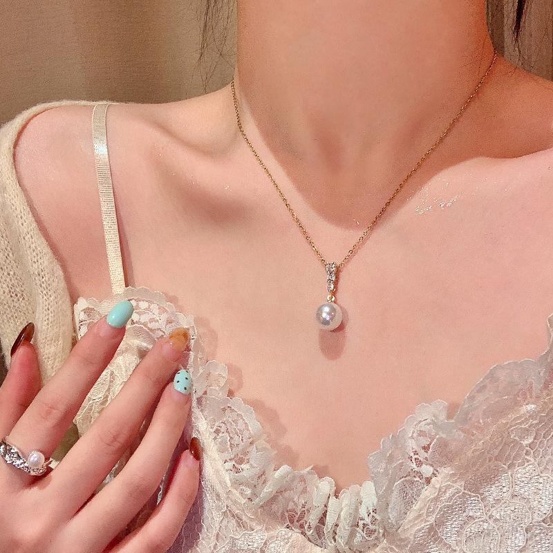 «Модное элитное жемчужное ожерелье: Универсальная цепочка на ключицу из титановой стали для женщин