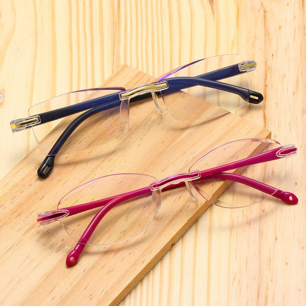 Readers Glasses Presbyopia Eyeglasses Rimless Reading Glasses Diamond Cutting Blue Light Blocking