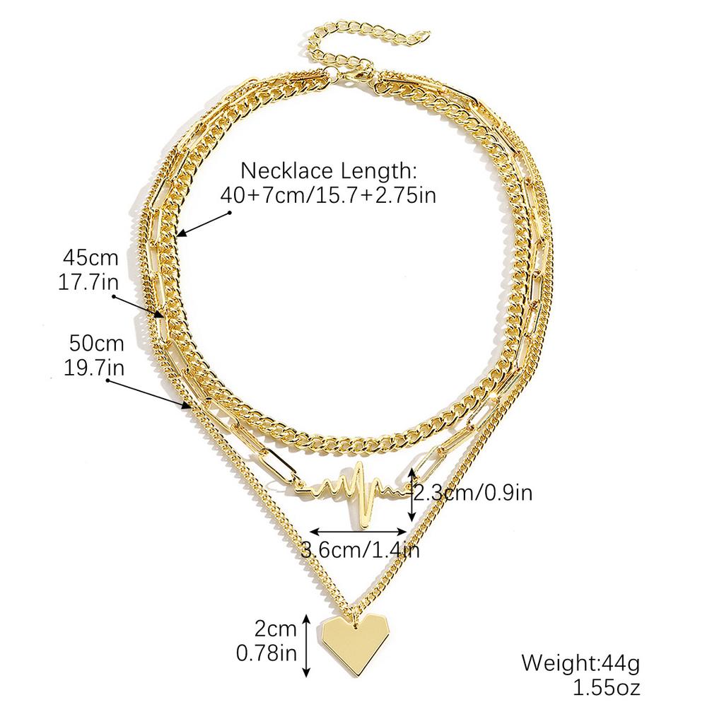 Ожерелье для женщин Ожерелье для женщин Премиальное чувство металлический кулон в форме сердца Многослойное ЭКГ сердце ожерелье Красивое элегантное ожерелье для нее
