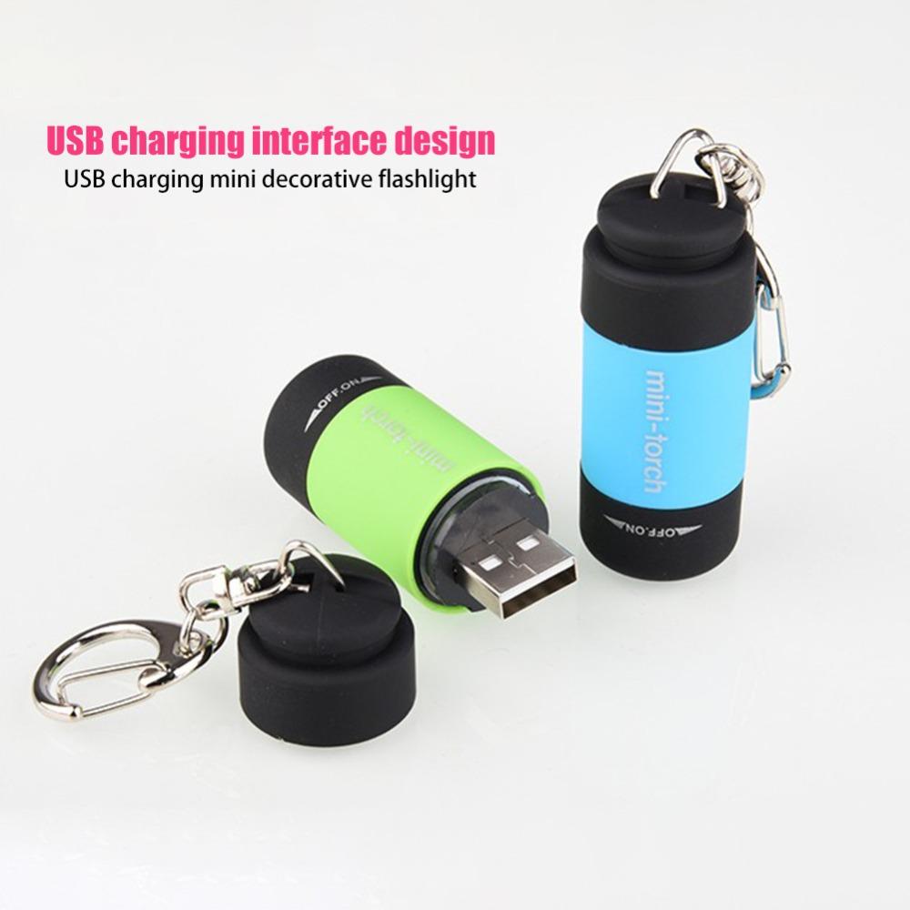 ABS Keychain Light USB Rechargeable Mini Flashlight Durable Portable Light Emergency Light