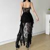 Summer Women's Solid Color Slim-fit High-waisted Fashion Halter Halter Lace Dress