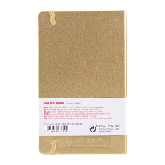 Carnet croquis 13x21cm - 80 feuilles - 140g - or blanc - Royal Talens