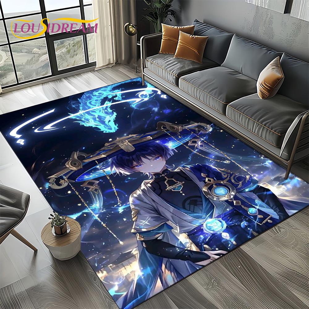 2025 Новый Мультяшный Персонаж Genshin Impact Одиночная Игра Ковер Коврик для Гостиной Спальни Дома Декор Дивана, Нескользящий Напольный Коврик