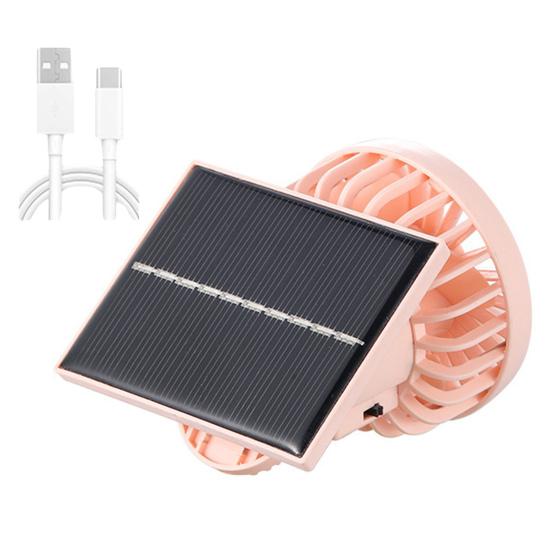 Mini Cooling Fan Adjustable Angle Strong Airflow Low Noise Rechargeable Solar Powered Fan Clip-on Hat Fan