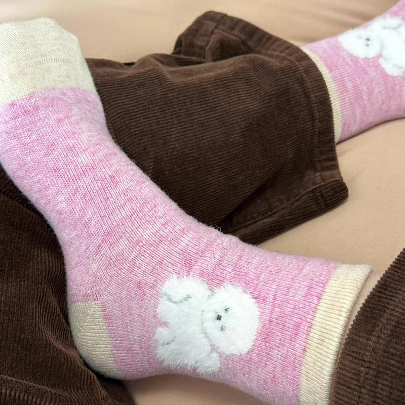 1/5 пар Kawaii Милые Плюшевые Носки с Рисунком Собаки Для Женщин Осенние Теплые Хлопковые Корги Средней Длины Носки Девочка Собака Чулки Повседневные Носки