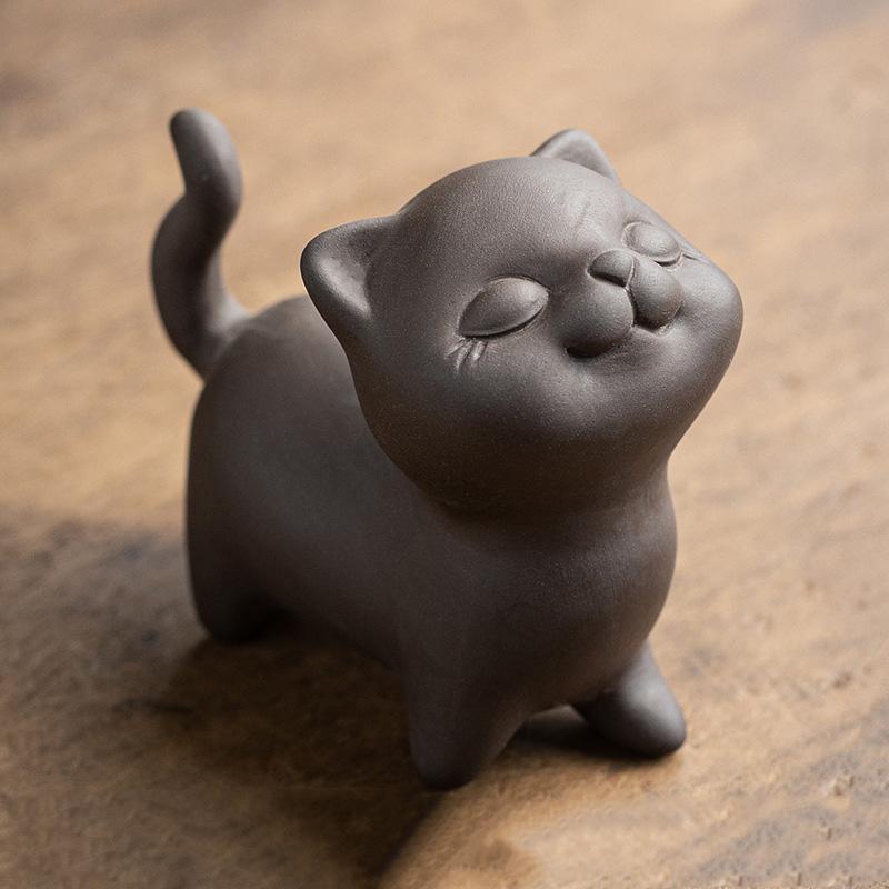 Милая фигурка котенка из фиолетового песка, животное, миниатюрная модель, настольные украшения, скульптура ручной работы, для дома, офиса, автомобиля, оригинальный подарок