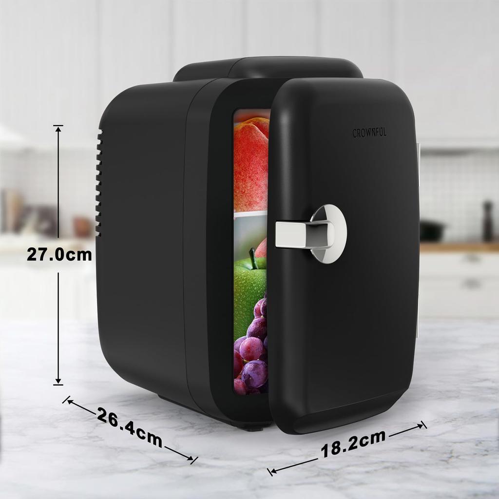 CROWNFUL Маленький холодильник 4 л Охлаждение и хранение холода в помещении и транспортном средстве Мини-холодильник Портативный Сверхлегкий Удобный для переноски в одиночку