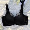  satin new large-breasted small underwear women's thin cup without side bone soft steel ring support gathering bra cover women