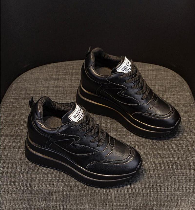 Fashion Women's Sneakers Genuine Leather Womens Casual Shoes Thick Sole Increase Height 10cm Women Sneakers Breathable Shoes Botas Mujer