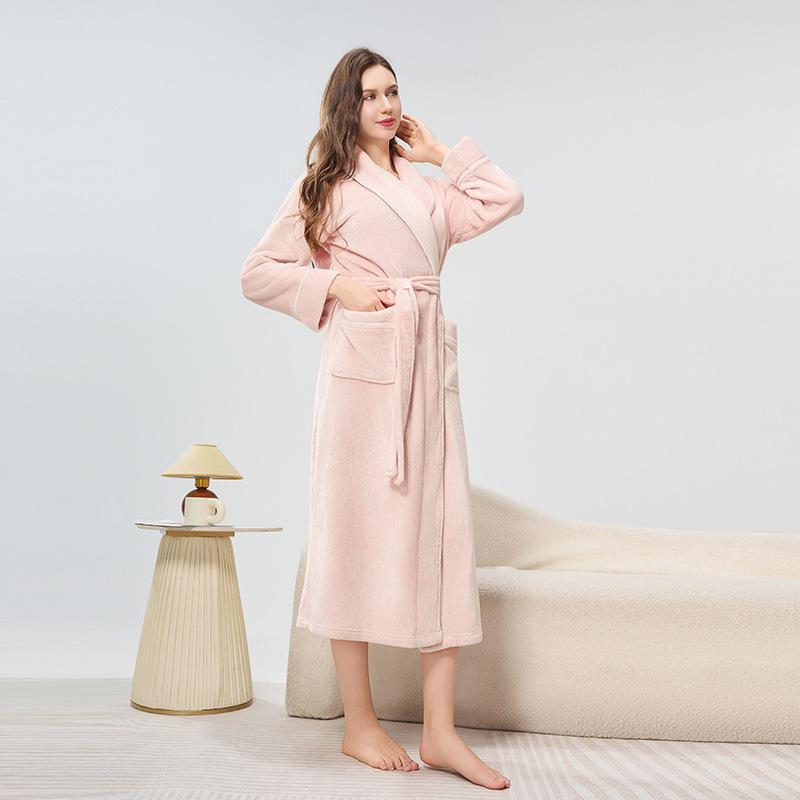 Мужские халаты с шалевым воротником, махровые плюшевые банные халаты полной длины, мягкий спа-халат для дома с карманами, пушистые спа-халаты, унисекс, зимний уютный теплый спа-халат, длинный халат