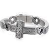 Retro Religious Cross Men Bracelet Heavy Metal Solid 316L Stainless Steel On Hand Men's Bracelets Man Bikers Jewellery Accessories
