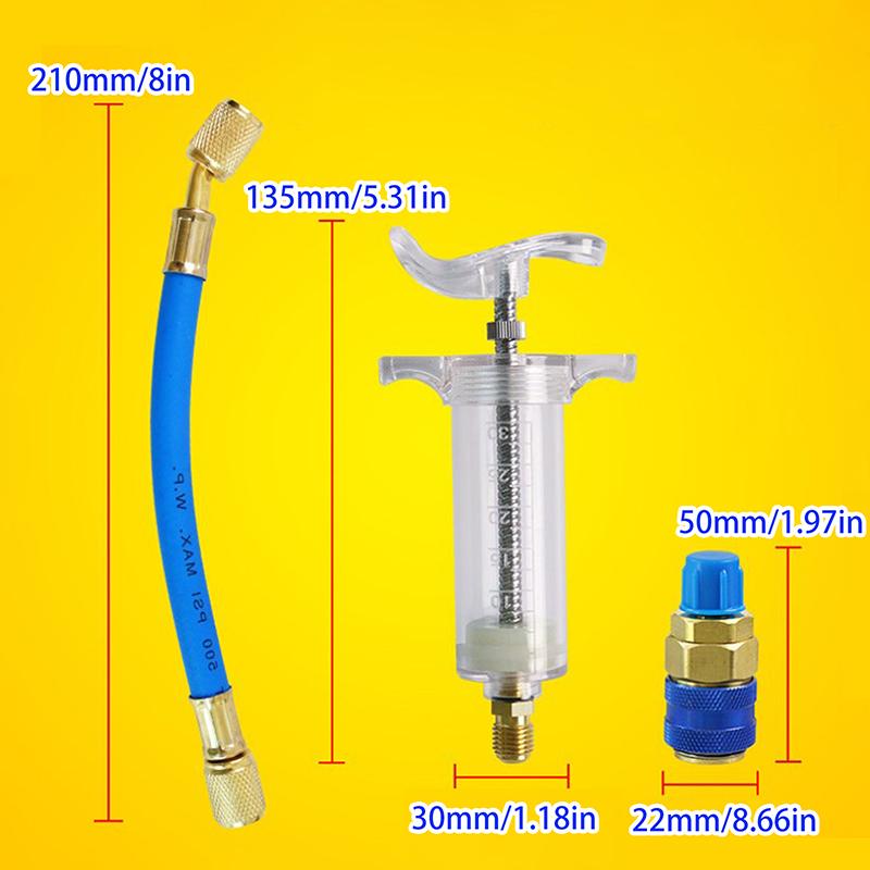 Инжектор масла/красителя для автомобильного кондиционера 30 мл 1 унция с адаптером для быстрой смены насадки на низкой стороне 1/4 шприц для автомобильного кондиционера