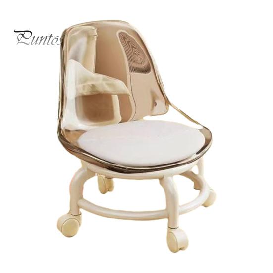 Low Rolling With Stool Backrest 360 Degrees Swivel Wheels Faux Leather Cushion Roller Seat Heavy Duty Rotating Mini Chair Seating Stool