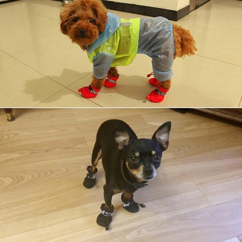 4 шт./компл. Нескользящие дождевые сапоги Щенок Питомец Лапа Аксессуары Уличные Водонепроницаемые Сапоги Чихуахуа Ботинки для питомца Ботинки для очень крупных собак