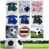 Vintage Retro THAILAND Football Soccer JERSEY National CHEER Quick Dry Shirt Round V Neck Polyester Short Sleeve Uniform Sport Outdoor