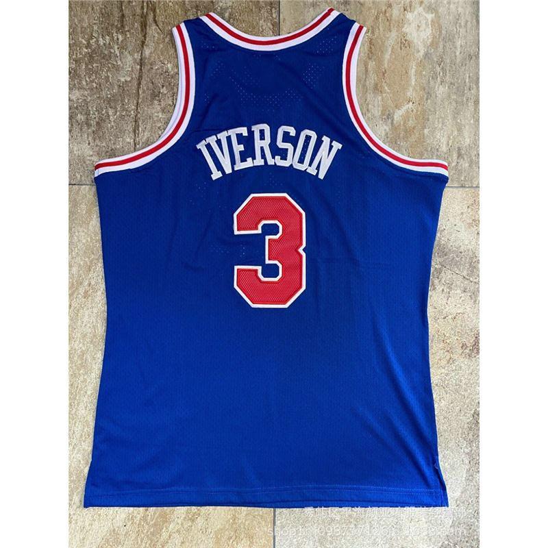 Philadelphia 76ers 3 Allen Iverson Full Embroidered Basketball Jersey Men Women Adult Sportswear