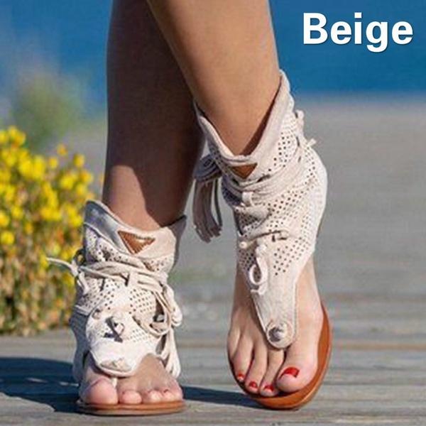 Women's Fashion Bohemian Sandals Flat Sandals Tassels Casual Summer Shoes Plus Size 35-43