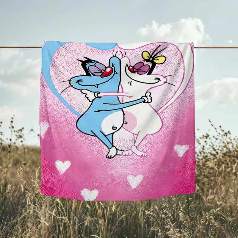 1PC Oggy Blanket Flannel Throw for Sofa, Indoor, Camping, Living Room, Office, Chair, And Bed Soft Birthday Christmas Gift