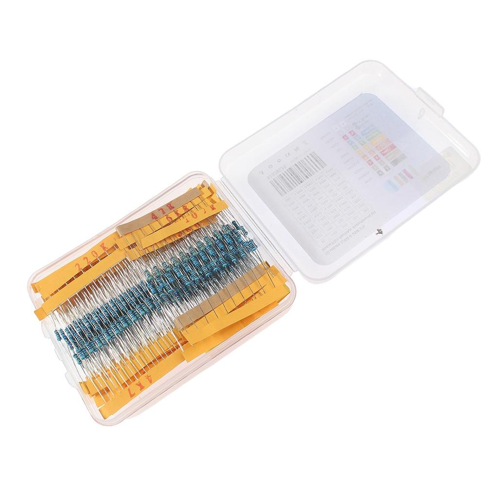 Набор резисторов 1/4 Вт, 1 Ом ~ 10 м, металлическая пленка, электронный комплект «сделай сам», набор резисторов 0,25 Вт, набор