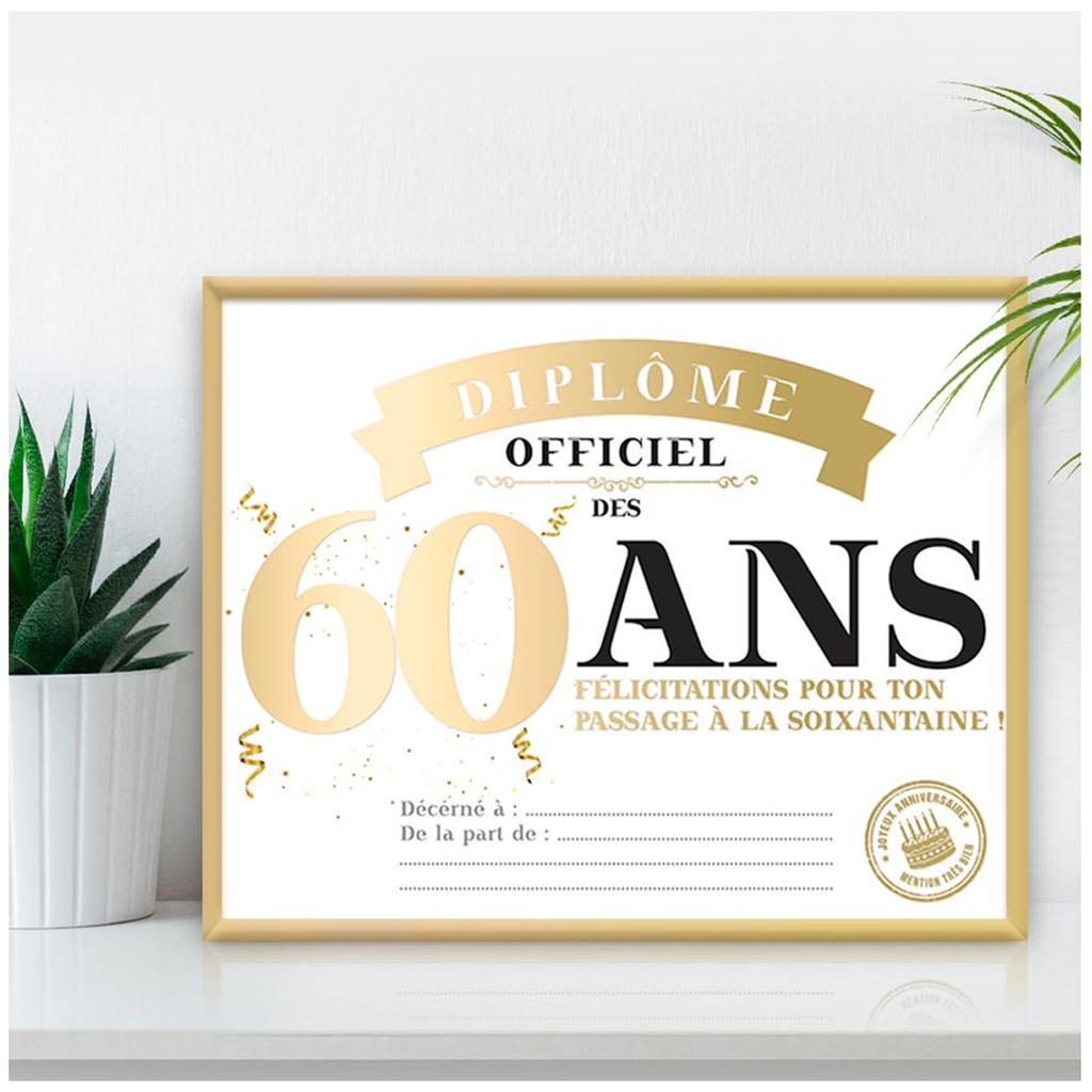 Les Trésors De Lily [A3655] - Официальная золотая рамка для диплома «60 лет» - 25х20 см.