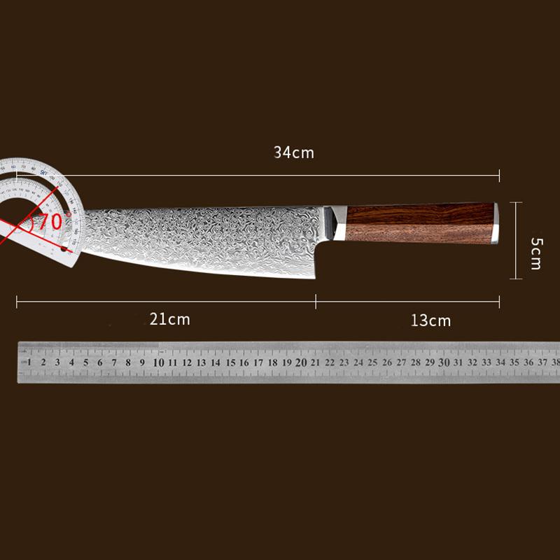 8.3 Inch Chef Knife 67-layers Damascus VG-10 Steel Blade Sharp Slicing Cleaver Japanese Kitchen Knives Hexagonal Rosewood Handle