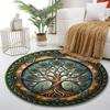 Tree of Life Mandala Design Print round rug, living room, bedroom, playroom carpet, non slip floor mat, gift