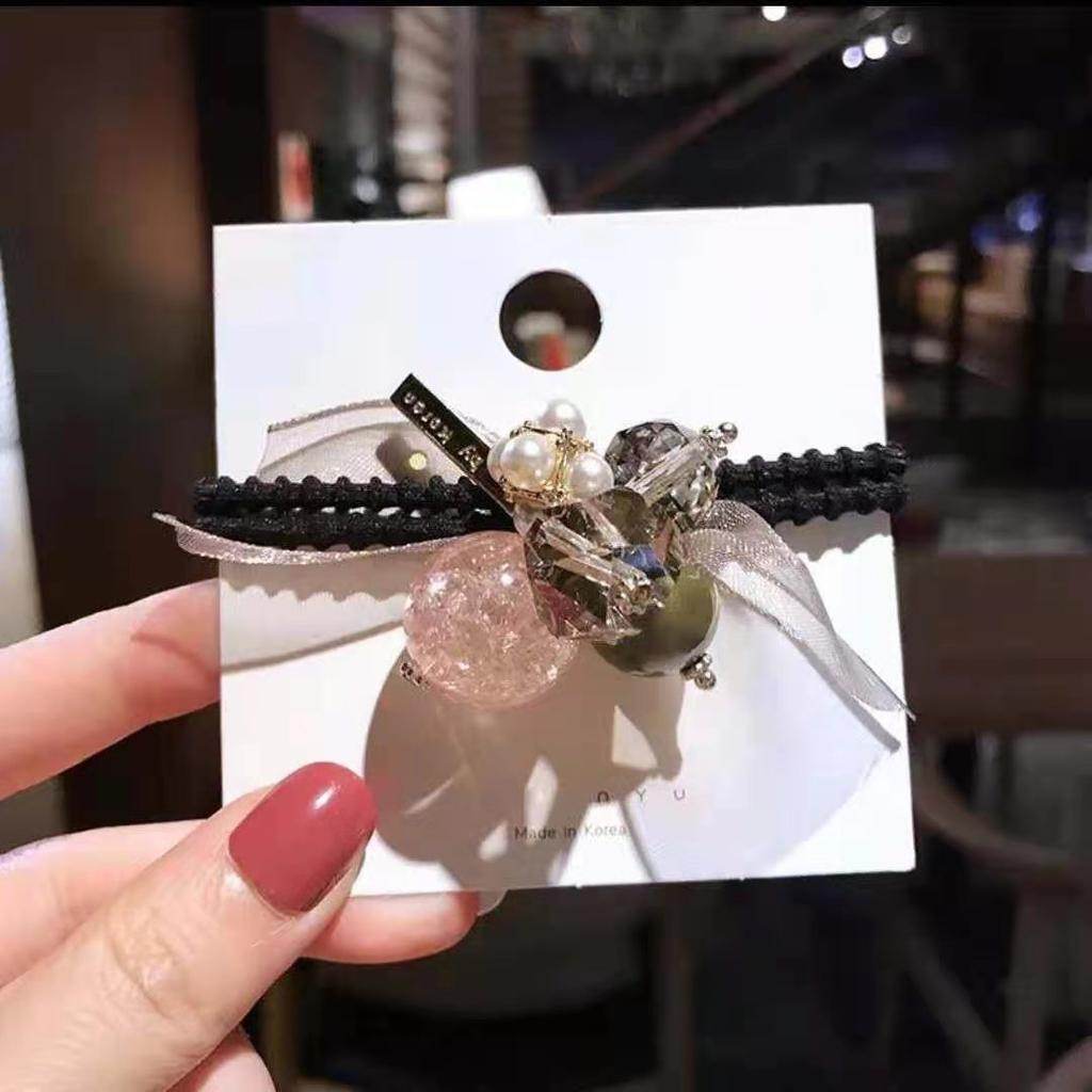 Bling Bling Hair Rope Simulation Pearl Hair Ties Ribbon Decoration Ponytail Holders For Women Girl Hair Accessories YSX