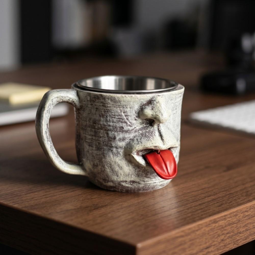 Anti Scalding Teasing Facial Mug Resin Shaking Tongue Coffee Cup Hot Cold Beverage Cup Drinkware