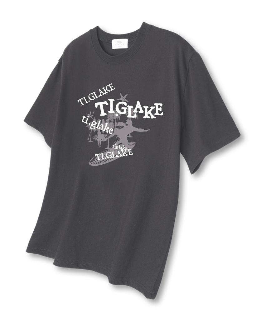 TI.GLAKE Palm Tree Surfing Oversized Short Sleeve T-Shirt Dark Gray