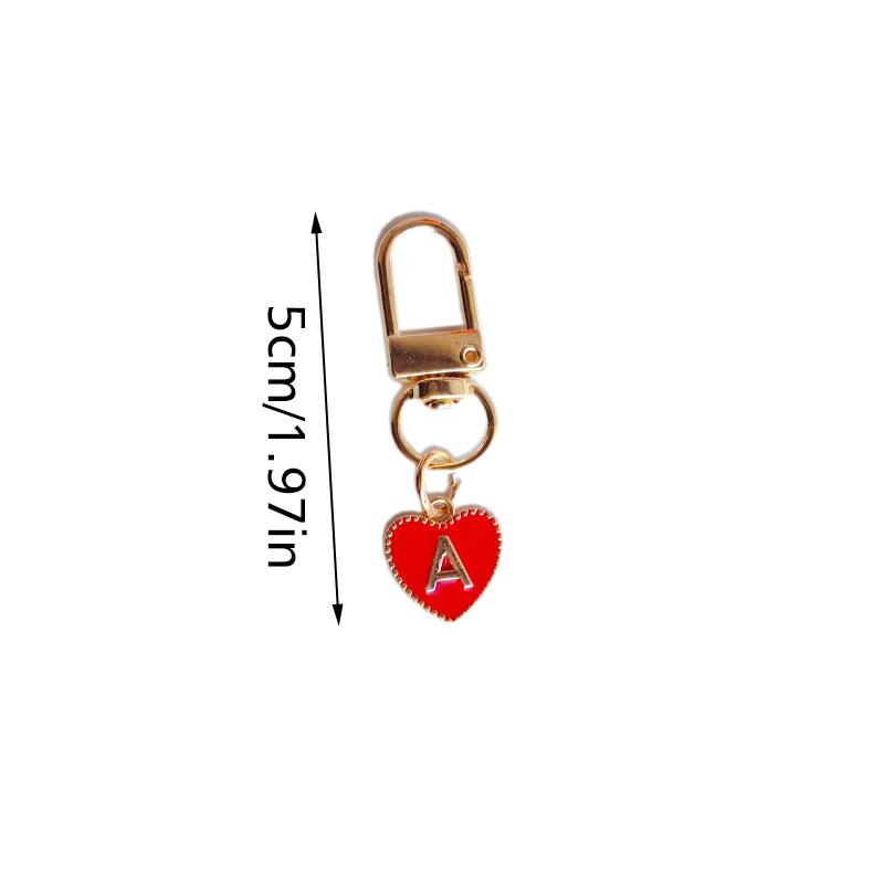 1PC Heart Shaped Gift 26 English Letters Design DIY Keychain Marker Love Keychain Creativity Lobster Buckle Red Metal Party