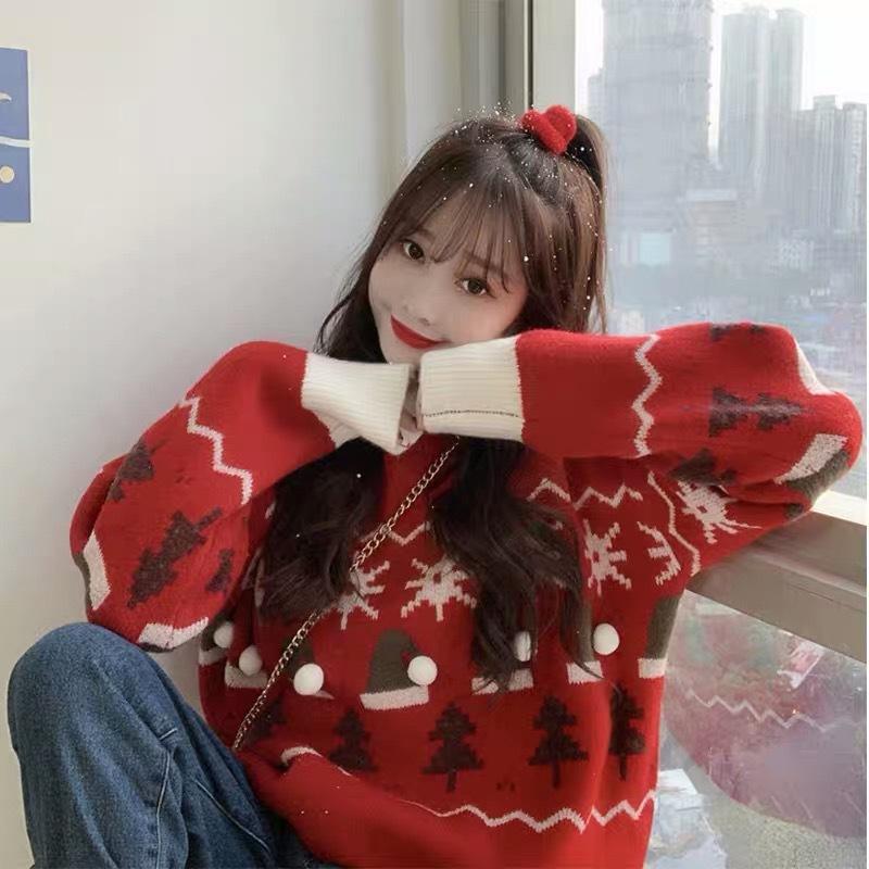 Casual Solid Knit Sweater Ladies V Neck Crew Neck Warm Daily Long Sleeve Blouse