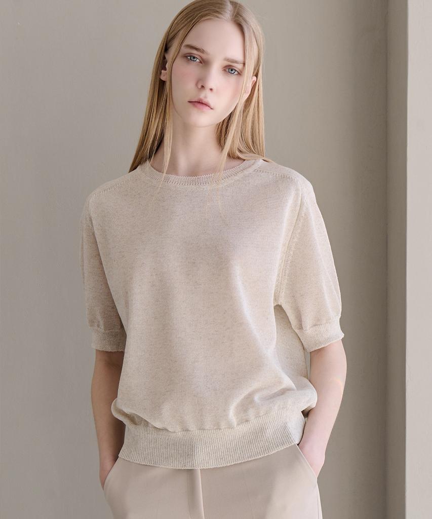 LUSIDA Modern Round Short Sleeve Knit_4 Colors
