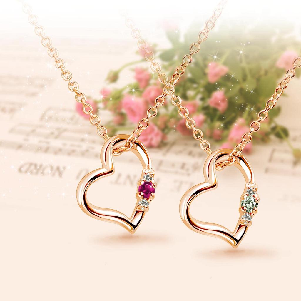 Necklace Diamond Garnet Pink Gold Color January Birthstone [Sears] Women's E1491-p-01