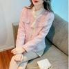 Temperament Ladies Pink Small Fragrance Jacket Женская одежда на весну и осень Маленький топ из французского твида высокого качества