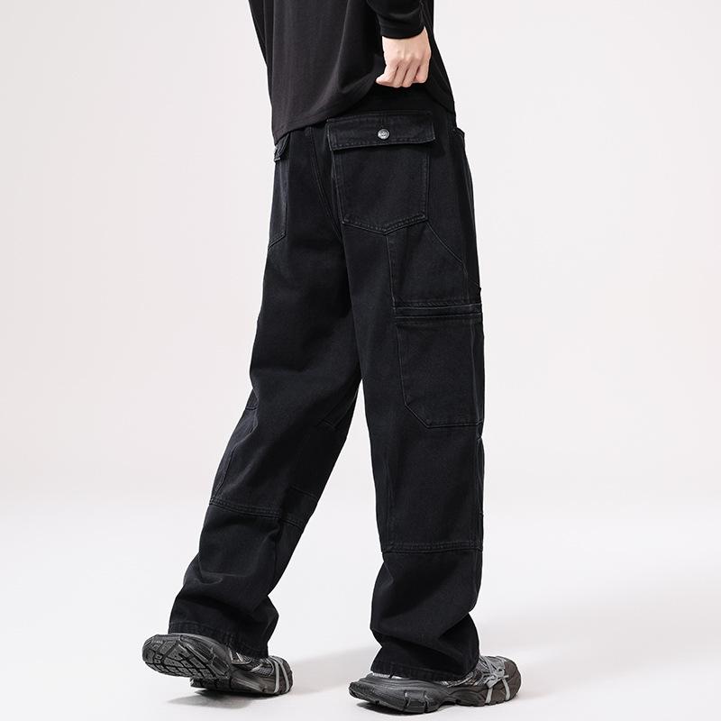 Американский уличный хип-хоп черные джинсы мужские свободного кроя широкие брюки